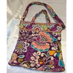 Vera Bradley "Plum Crazy" Convertible Crossbody Tote Purse Shoulder Bag RARE GUC